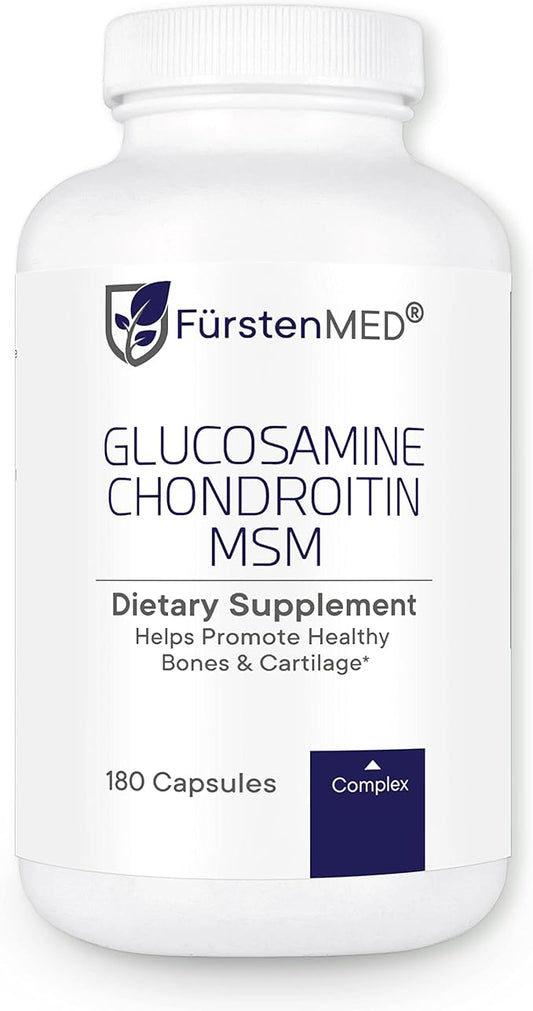 FürstenMED® Glucosamine Chondroitin MSM Supplement - Chondroitin & Glucosamine Nutritional Supplements for Bones & Normal Cartilage Health - Support Normal Joint Health with Vitamin C - 180 Capsules