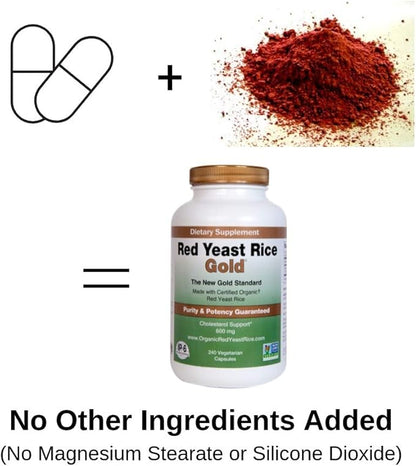 Made with 600 mg Organic Red Yeast Rice - IP6 International - 120 Vegetarian Capsules