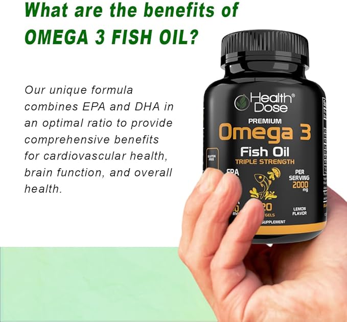 Omega 3 Fish Oil – Lemon-Flavored Softgels with EPA & DHA for Brain, Heart, and Wellness Support – Easy-to-Digest, No Fish Burps – 120 Softgels, Pack of 2