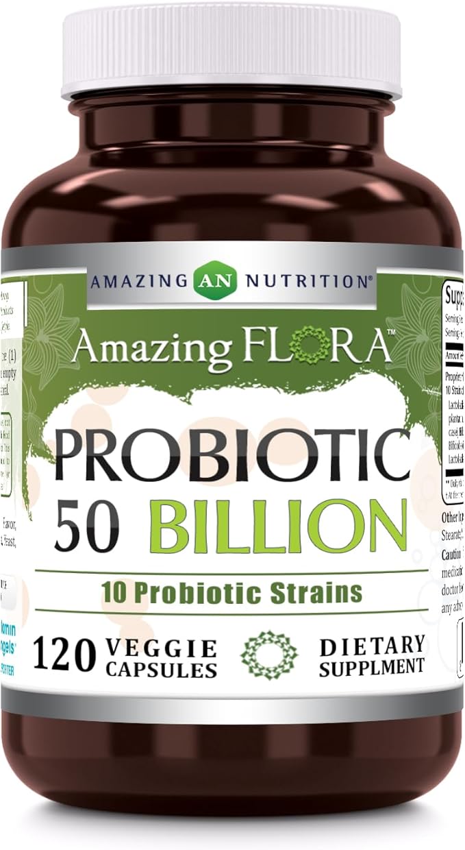Probiotic 50 Billion with 10 Probiotics Strains Supplement | Veggie Capsules | Non-GMO | Gluten-Free | Made in USA (120 Count, 1 Pack)