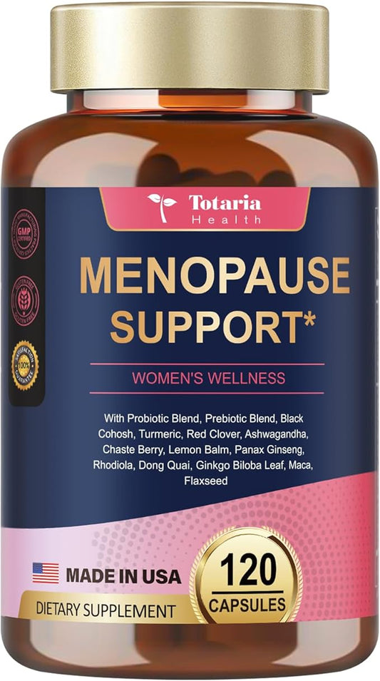 Complete Menopause Supplements for Women, 40-in-1 Hormone Balance for Women Night Sweats Relief, Hot Flashes, w/Black Cohosh, Probiotics, DIM, Vitex, Dong Quai, Red Clover, 120 Capsules