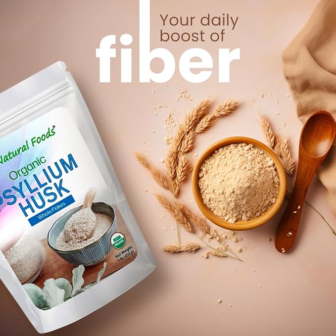 Z Natural Foods Organic Whole Psyllium Husk Flakes, a Natural Fiber Supplement, Mix It Into Smoothies, Juice, Non-GMO, Vegan, Gluten-Free, Kosher, 3 lb.
