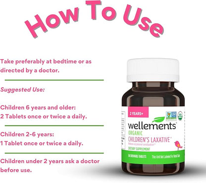 Wellements Organic Children's Laxative, Gentle Constipation Relief for Kids, Made with Organic Senna Leaf, USDA Certified Organic and Non-GMO, Free from Gluten, Artificial Colors and Flavors, Ages 2+