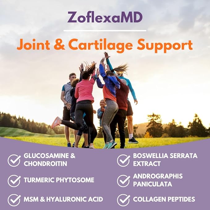 ScimeraMD® Zoflexa Joint Support Supplement with Glucosamine, Chondroitin, Boswellia, Turmeric, MSM, for Joint and Cartilage Health, 60 CT