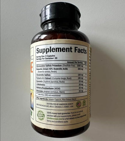 Glucosamine Chondroitin MSM and Turmeric Supplement - Joint Support Supplement for Women & Men with Boswellia & Glucosamine Sulfate 1500 mg. Used for Cartilage & Joint Health & Flexibility 90 Tablets