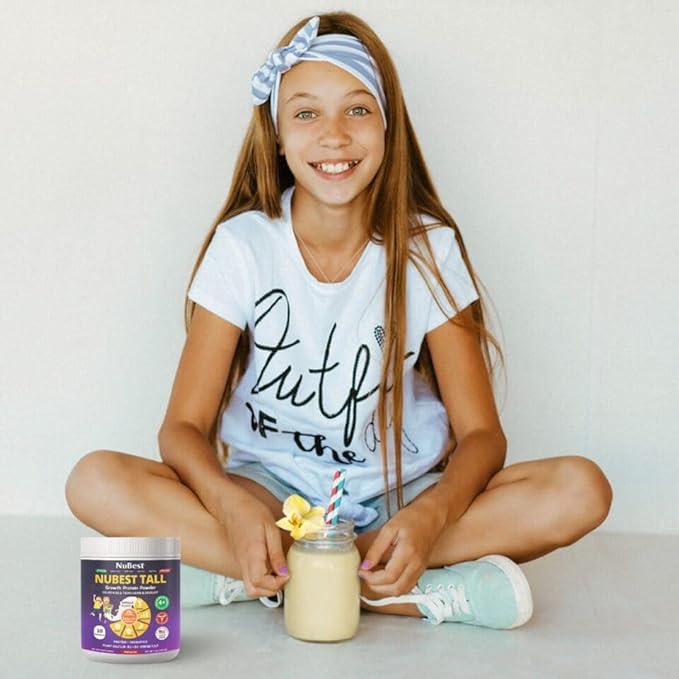NuBest Protein Powder - Vanilla Plant Based Protein - Vegan Protein Powder for Kids & Teens - Healthy & Immunity with Probiotics, Omega 3-6-9, Vitamin D3 + K2, Calcium & Vitamins - 10 Servings