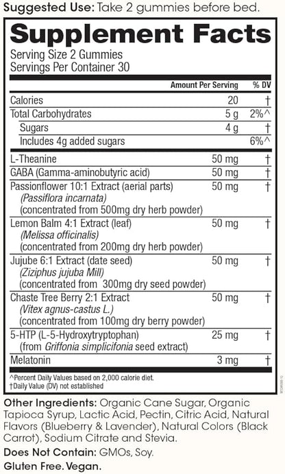Winged Sleepyhead Gummies | Non-Habit Forming Natural Sleep Supplement | 8 Powerful Nutrients with Melatonin, L-Theanine, 5-HTP, Passionflower & Lemon Balm | Blueberry Lavender Flavor (90 Servings)