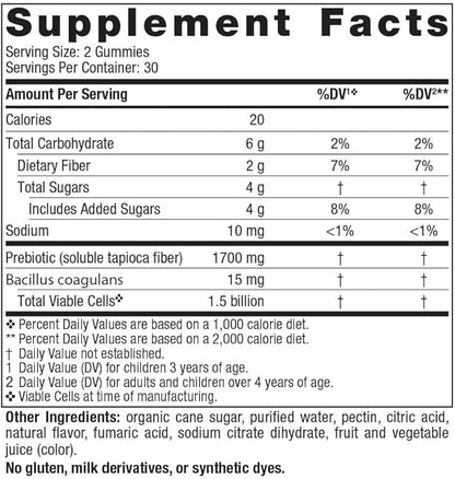 Nordic Naturals Kids Nordic Flora Probiotic Gummies, Merry Berry Punch - 60 Gummies - 1.5 Billion CFU & Prebiotic Fiber - Non-GMO, Vegan - 30 Servings