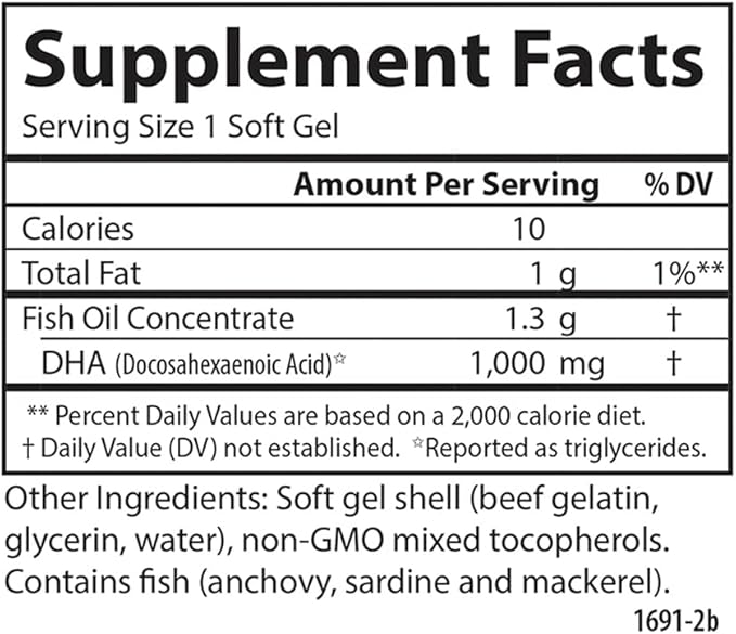 Carlson - Elite DHA Gems, 1000 mg DHA, Wild Caught, Sustainably Sourced, Brain Function & Healthy Vision, 60 Softgels