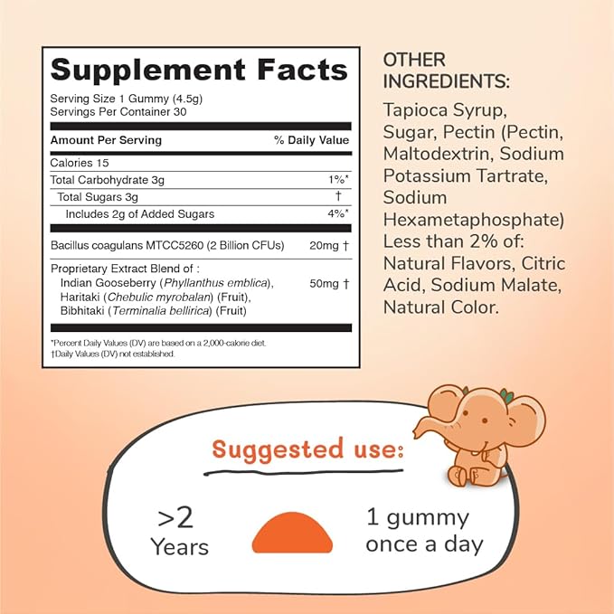 Tummy Buddy Kids Probiotic Gummies - 3 in 1 Probiotics for Kids + Prebiotic & Postbiotic - Prebiotics & Probiotics for Digestive Health & Immune Support – Vegan, Gluten and Allergen Free