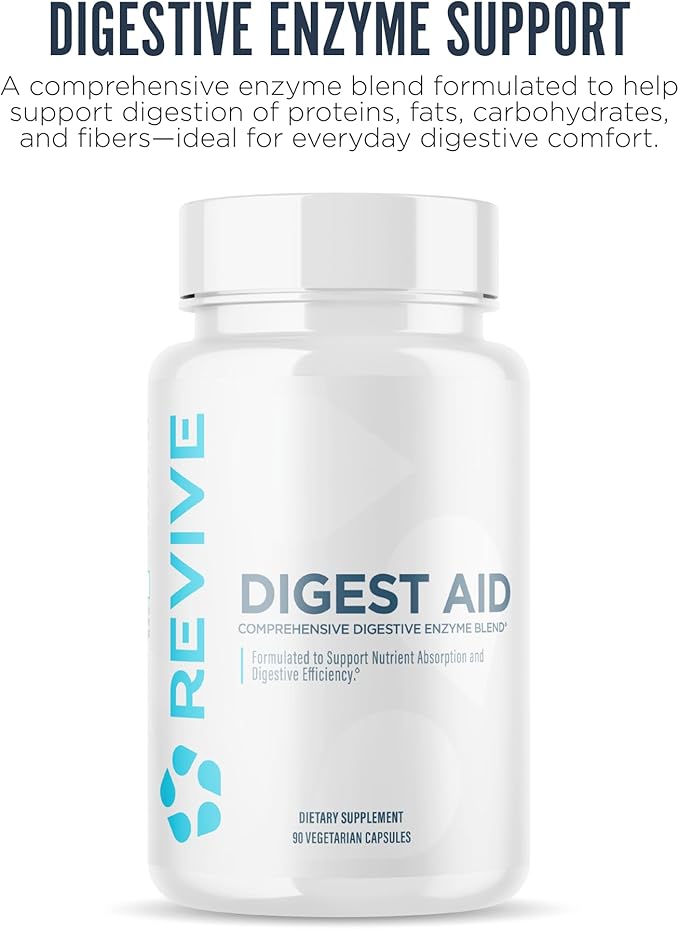 Revive MD Digest Aid, Digestive Support Supplement for Men & Women - Comprehensive Digestive Enzyme Blend with Probiotics & Prebiotics for Gut Health & Healthy Digestion - 90 Capsules