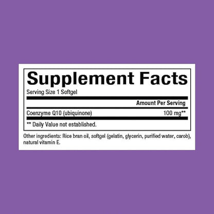 Natural Factors Coenzyme Q10 100 mg, Natural Coenzyme Q10 Supplement for Energy, Heart and Cognitive Support, 60 Softgels