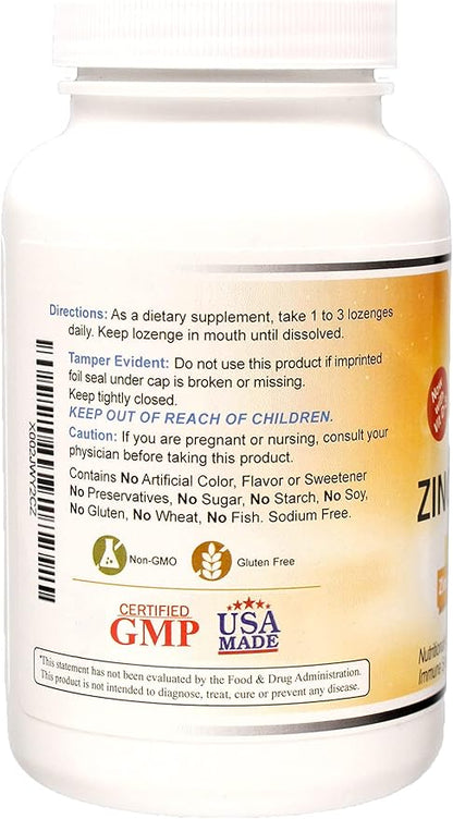 Zinc Lozenges with Vitamin C - Fruit Flavored, Healthy Immune Support Lozenges with 25mg of Zinc Supplement Per Lozenge + 30mg of Vitamin C - 100 Lozenges
