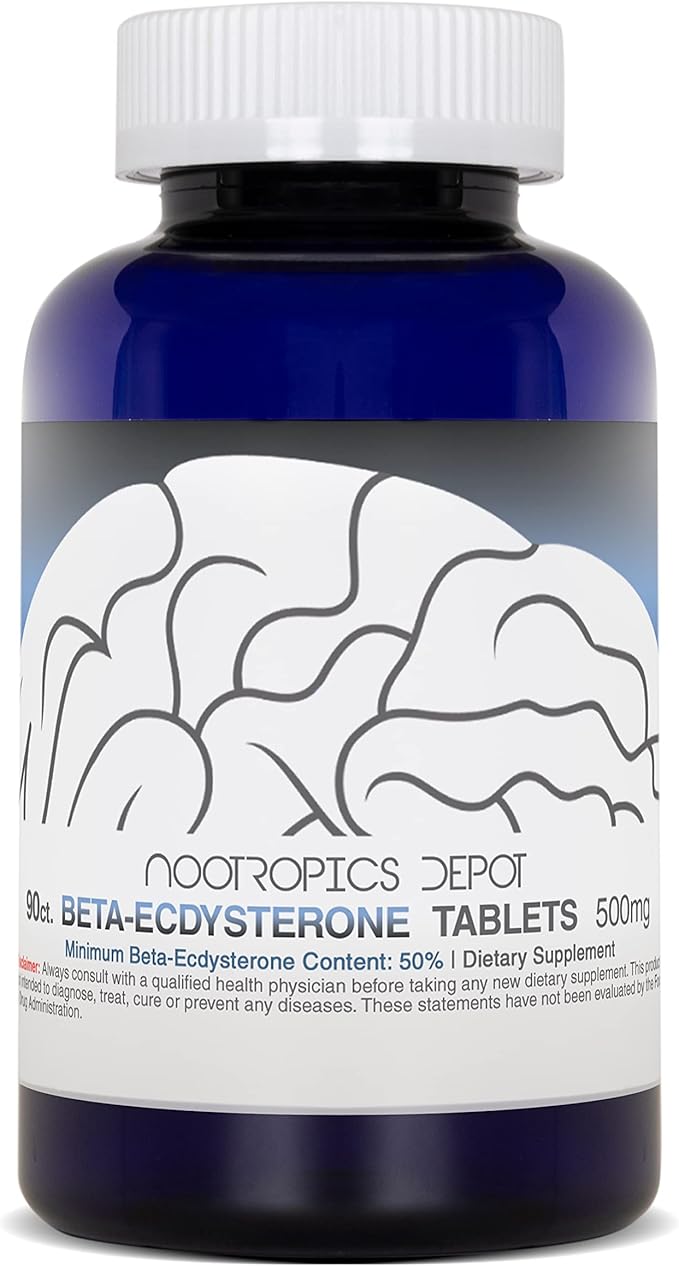 Nootropics Depot Beta Ecdysterone/20-Hydroxyecdysone 50% Tablets | 500mg | Cyanotis Arachnoidea Extract | Phytoecdysteroid | 90 Count