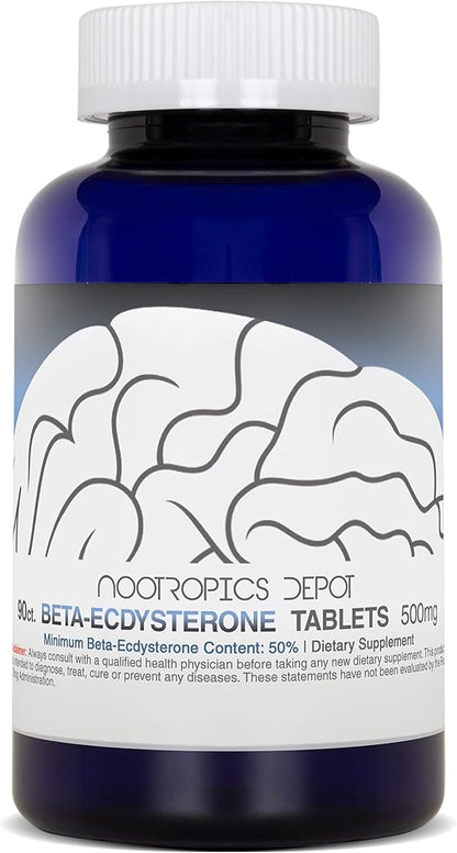 Nootropics Depot Beta Ecdysterone/20-Hydroxyecdysone 50% Tablets | 500mg | Cyanotis Arachnoidea Extract | Phytoecdysteroid | 90 Count