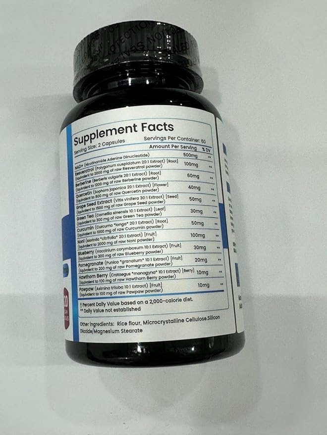 NAD Supplement, Liposomal NAD+ Supplement with Resveratrol, Nicotinamide Riboside Resveratrol 1000mg,NAD Plus,Anti-Aging Support,–120 Capsules