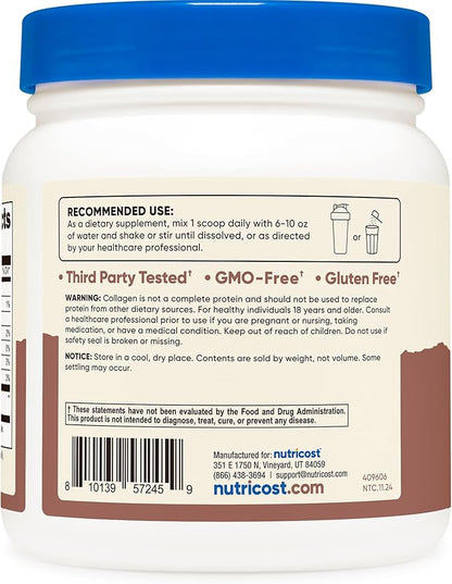 Nutricost Marine Collagen (Chocolate Flavor) 30 Servings - Collagen Supplement from Wild Caught Pacific Cod Fish