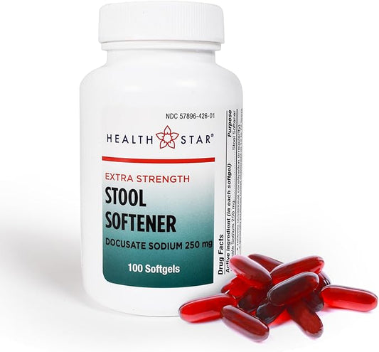 Extra-Strength Stool Softener Docusate Sodium 250mg Softgels (100 Count) Stimulant Laxative for Constipation & Irregularity| Gentle Constipation Relief Stool Softeners for Women & Men