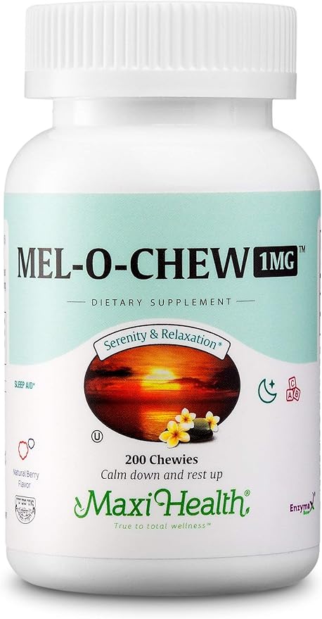 Maxi-Health Chewable Melatonin for Kids 1mg – Natural Advanced Sleep Aid Tablets - Night-Time Supplement for Children and Adults - Helps Fall Asleep Faster and Stay Sleeping Longer – 200 Count