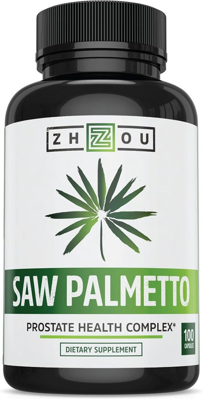 Zhou Saw Palmetto Supplement for Men - Premium Complex, Advanced Formula, Extra Strength 450mg Saw Palmetto Berry Per Capsule - 100 Vegetarian Capsules