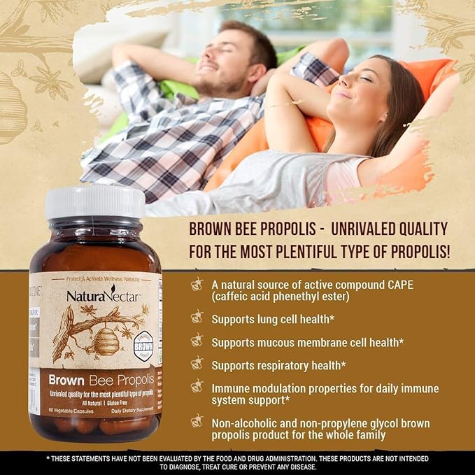 NaturaNectar Natural Bee Propolis Bundle – Bee Propolis Ultimate and Brown Bee Propolis - for Immune, Cardiovascular, and Respiratory Systems Support - 60 Capsules per Bottle