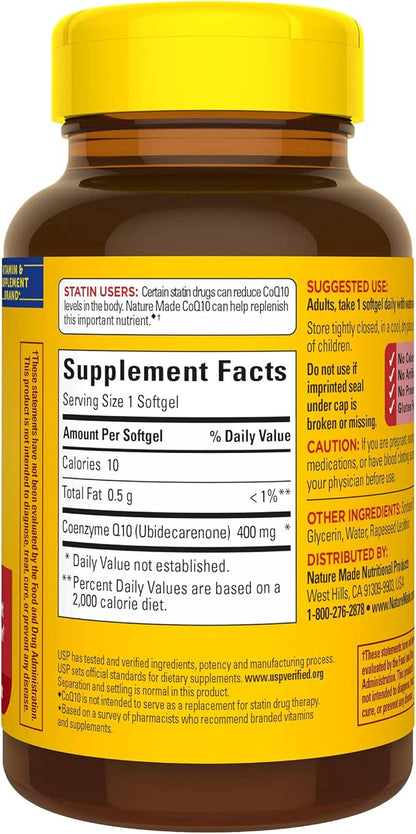 Nature Made CoQ10 400mg, Dietary Supplement for Heart Health Support, 40 Softgels, 40 Day Supply