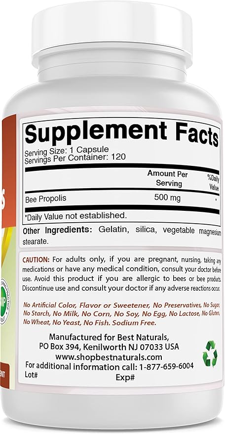 Best Naturals Bee Propolis 500 mg 120 Capsules (120 Count (Pack of 3))