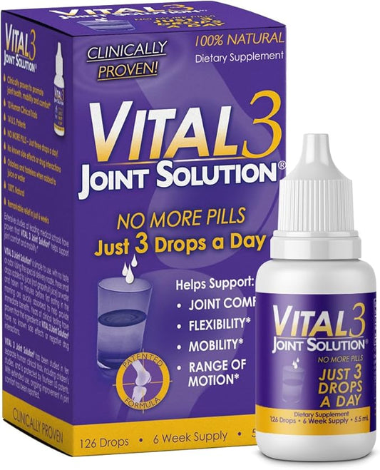 Vital 3 Joint Solution Clinically Proven Liquid Knee Relief Supplement Biologically Active Fragments of Collagen Type II-n1 Supports Joint Flexibility and Mobility