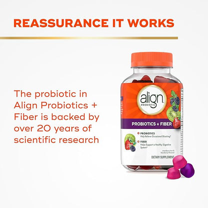 Align Probiotic, Probiotics + Fiber, Probiotics Help Relieve Occasional Bloating*, Fiber Helps Support a Healthy Digestive System*, #1 Doctor Recommended Probiotic Brand‡, 90 Gummies
