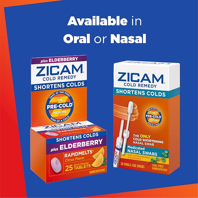 Zicam Ultra Cold Remedy Zinc Rapidmelts, Orange Cream Flavor, Homeopathic, Cold Shortening Medicine, Shortens Cold Duration, Sugar-Free, Dye-Free, 18 Count (Pack of 2)