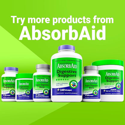 AbsorbAid Original Formula Digestive Support Enzyme Supplement, 240 Veggie Capsules (240 Capsules)