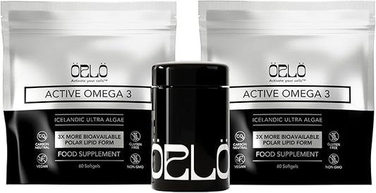 Orlo Omega 3 - Vegan Triple Strength Omega3s Supplement - Plant Based DHA & EPA Fatty Acids - Algae Omega-3 Oil - Krill or Fish Oil Alternative (120 Mini Softgels Kit)