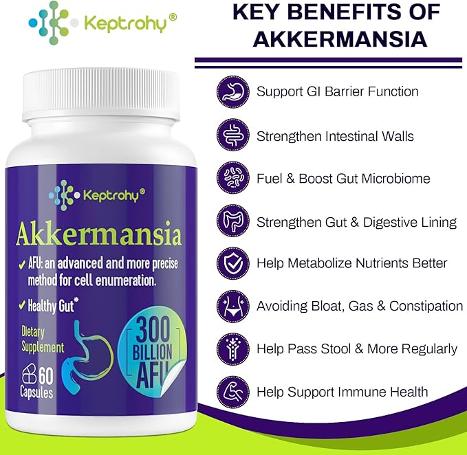 GLP-1 Supplement - 300 Billion AFU Akkermansia Probiotic for Women & Men, Akkermansia Muciniphila for GLP-1 Production, Digestive, Gut, Immune Health, Enhances Gut Digestive Lining function, 120 Count