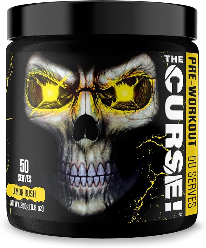 JNX SPORTS The Curse! Pre Workout Powder for Men & Women, Caffeine, Beta-Alanine, Creatine, L-Citrulline, 50 Servings, Lemon Rush Flavor – Boost Energy, Strength & Focus
