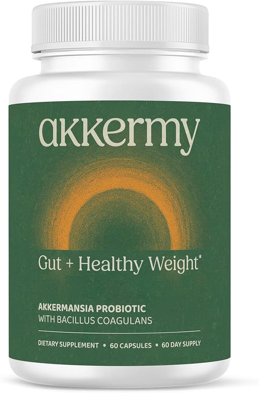 Akkermansia Probiotic for Healthy Weight | Naturally Increases GLP-1 | 60 Day Supply | Made in USA | Contains Bacillus Coagulans, Vitamins B2, D3 & Chromium | SIBO Friendly, Vegan & Gluten Free