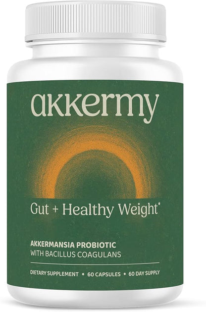 Akkermansia Probiotic for Healthy Weight | Naturally Increases GLP-1 | 60 Day Supply | Made in USA | Contains Bacillus Coagulans, Vitamins B2, D3 & Chromium | SIBO Friendly, Vegan & Gluten Free