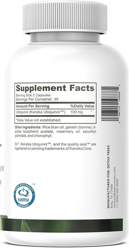 Ubiquinol CoQ10 100mg - Enhanced Bioavailability, High Absorption Coenzyme Q10 Supplement - Non-GMO, Gluten Free co q10 for Heart Health, Healthy Blood Pressure Levels, 60 Capsules