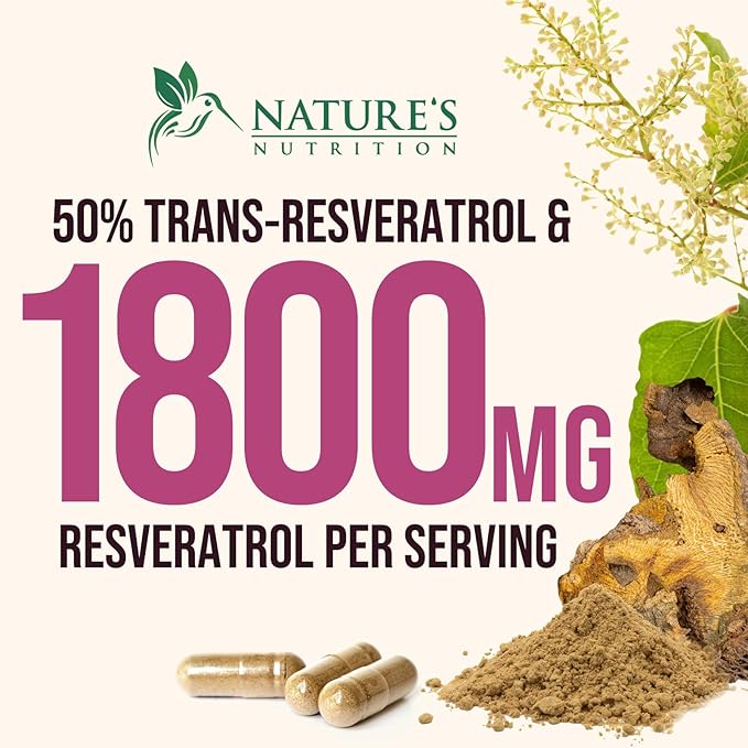 Resveratrol Supplement 1800mg - Extra Strength Antioxidants for Healthy Aging & Immune Support - Heart Health & Cellular Energy Support - Non-GMO, Bioavailable Trans-Resveratrol - 120 Vegan Capsules
