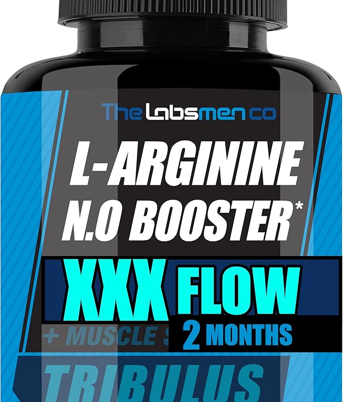 L-Arginine Nitric Oxide Supplements for Men, 1600mg Nitric Oxide Booster / L Citrulline Supplement - Help Increase Blood Flow Circulation, Muscle Pump Pre Workout, Male Endurance w/ Tribulus - 2 Mons