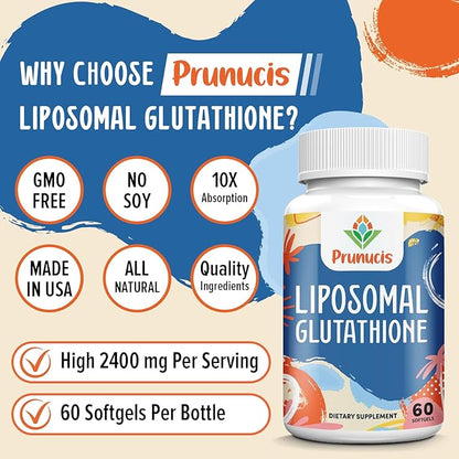 2400MG Liposomal Glutathione, Reduced L-Glutathione, Glutathione Supplement with Vitamin C, Master Antioxidants, Enhanced Absorption, Antioxidant Supplements - Immune System, 480 Softgels