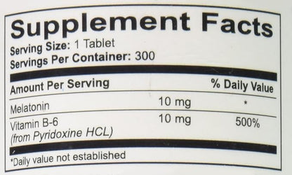 Melatonin 10 mg Tablets – Quick Release Natural Nighttime Sleep Aid for Adults. (300 Count)