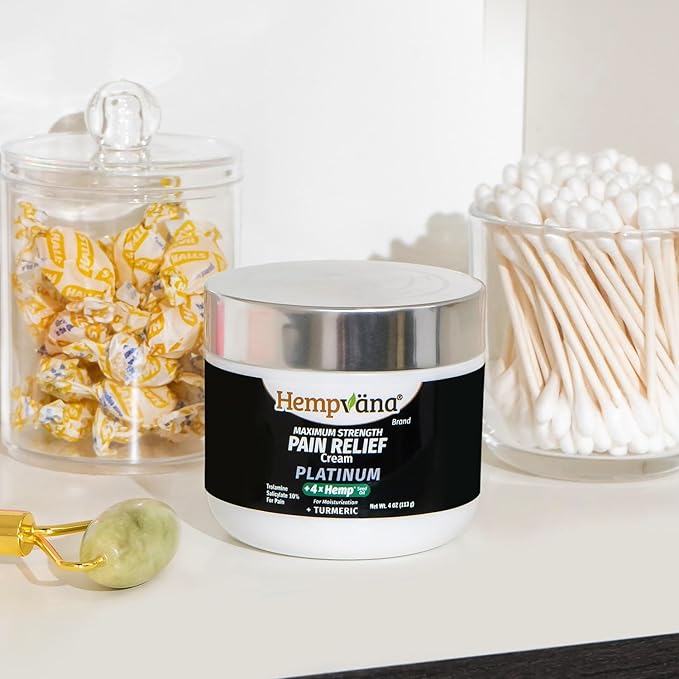 Hempvana Platinum Maximum Strength Relief Cream 4X Hemp for Muscles, Joints, Back, Knees, Shoulders, Neck, Elbows, Hands, Feet. AS-SEEN-ON-TV. Odor-Free, Non-Greasy, Quickly Absorbs, 4X More Hemp