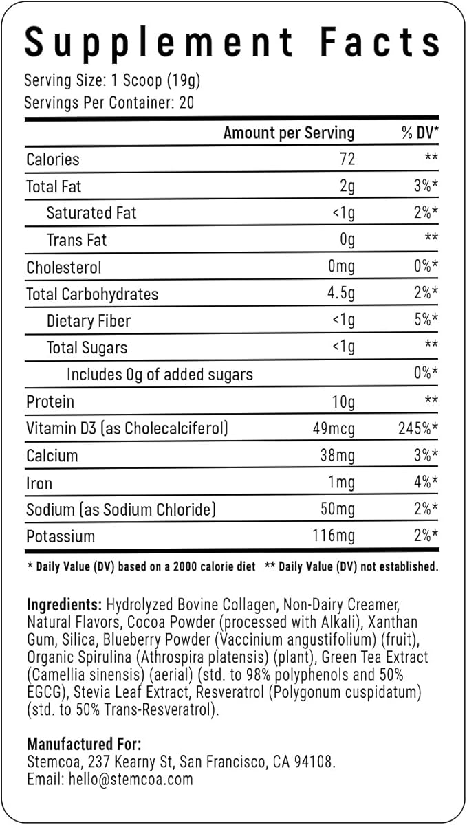 NCR1 - Natural Cellular Renewal & Rejuvenation, Salted Caramel Flavor, Hydrolyzed Bovine Collagen Powder with Cocoa & Resveratrol, Non-GMO, Gluten Free & Keto Diets