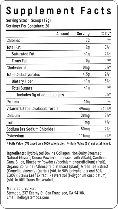 NCR1 - Natural Cellular Renewal & Rejuvenation, Salted Caramel Flavor, Hydrolyzed Bovine Collagen Powder with Cocoa & Resveratrol, Non-GMO, Gluten Free & Keto Diets