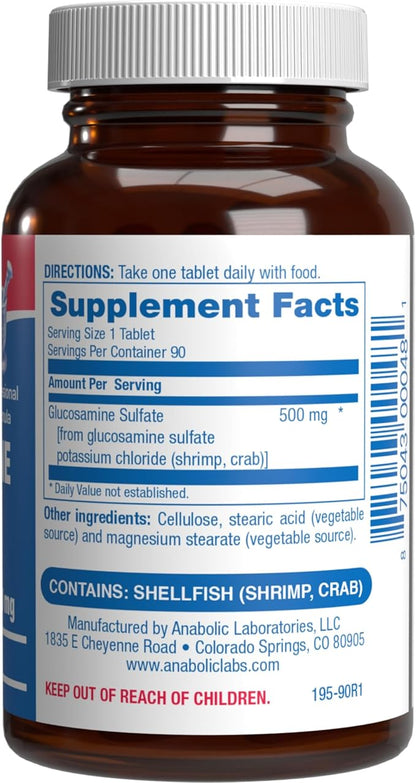 Glucosamine Sulfate Joint Health Supplement - Soft Tissue Cartilage Tendon and Ligament Supplement for Enhanced Mobility Comfort and Flexibility - Non-GMO Sodium Free & Made in The USA - 90 Servings