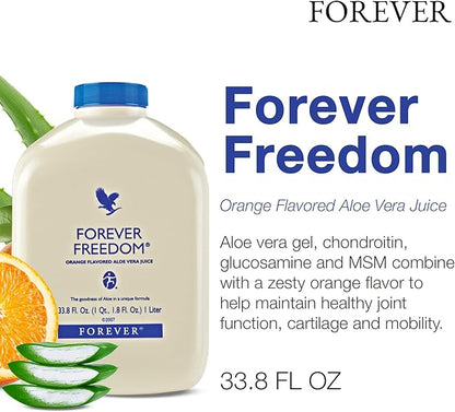 Forever Living - Forever Freedom - Aloe Vera Joint Support with Glucosamine and Chondroitin - Orange Flavor - 33.8 fl oz (Pack of 1)