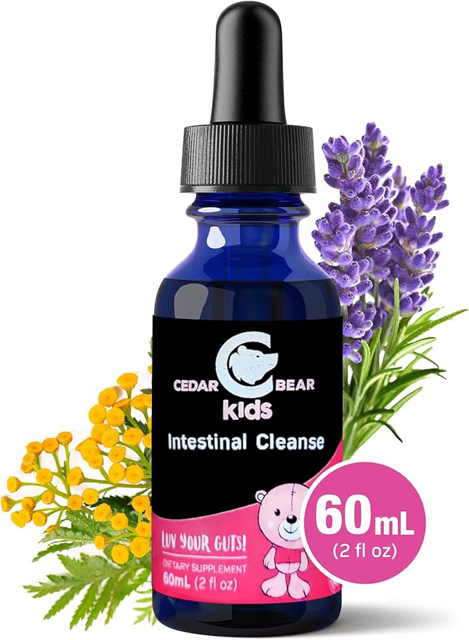 Cedar Bear - Intestinal Cleanse for Kids, Liquid Herbal Supplement for Detox Cleanse, Digestive Cleanse with Natural Herbs, Alcohol-Free Gut Cleanse Drops for Children, 2 fl oz / 60 ml