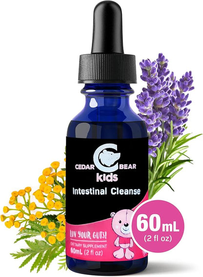 Cedar Bear - Intestinal Cleanse for Kids, Liquid Herbal Supplement for Detox Cleanse, Digestive Cleanse with Natural Herbs, Alcohol-Free Gut Cleanse Drops for Children, 2 fl oz / 60 ml