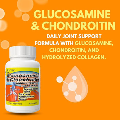 ARYMAR Glucosamine & Chondroitin with Collagen, Supports Joint Health (90 Capsules/Pack of 1)