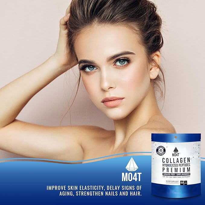 MO4T Collagen Peptides- Collagen Powder- Hydrolyzed Collagen- Grass fed - Colageno Hidrolizado -Unflavored Collagen (1 Pound)